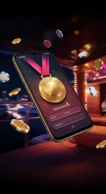 Secure registration form on Vegastars Casino website, showing fields for email, password, and currency selection, with a backdrop of shimmering casino lights and a welcome message.